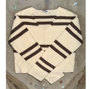 LNA Clothing - Cream & Brown Striped Sweater –‎ Size XS